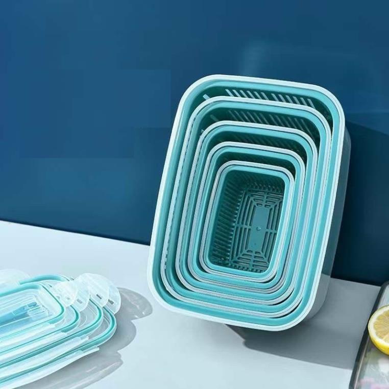 SET 5 HỘP ĐỰNG ĐỒ, THỰC PHẨM TỦ LẠNH 2 NGĂN CÓ NẮP ĐẬY ( SHOP SIÊU GIA DỤNG )