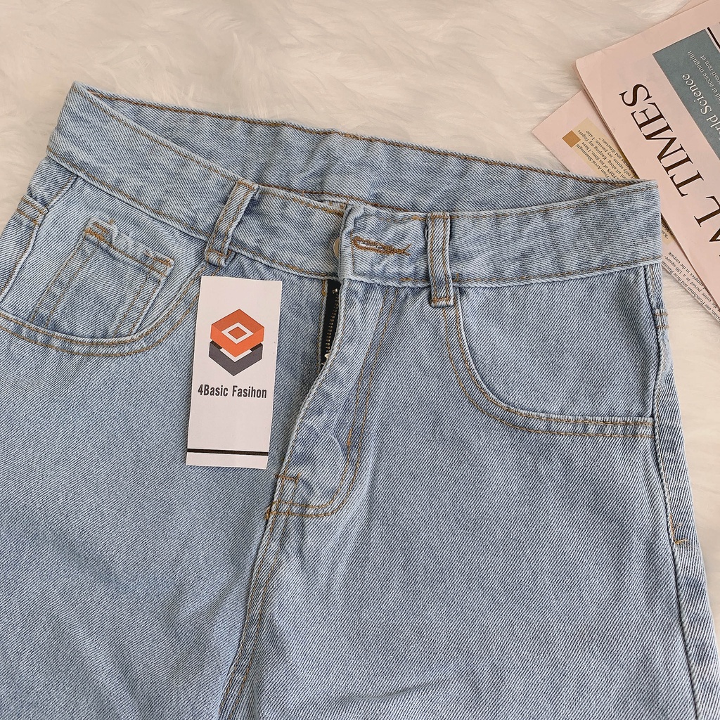Quần short jean nữ chất bò trơn, quần ngố lửng chất liệu demin siêu xinh - 4BASIK SJ02