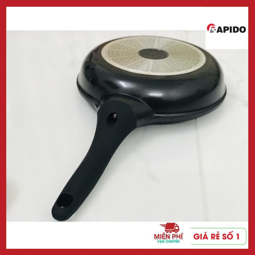 Chảo Rapido Teflon 24cm, Chảo chống dính bếp từ Rapido, đáy phẳng,thân và đáy chảo bằng nhôm đúc nguyên khối