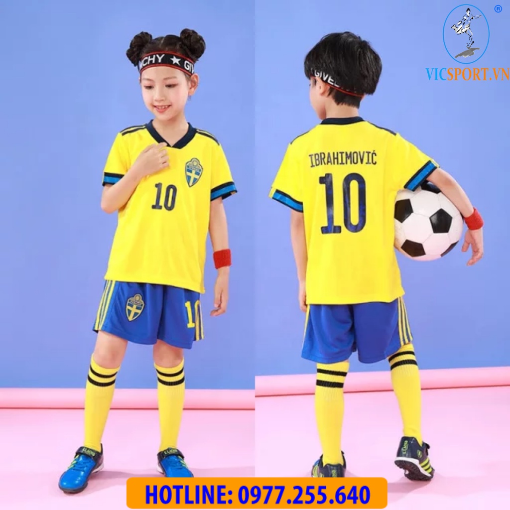 Áo Bóng Đá, Quần Áo Đá Banh Trẻ Em Đội Tuyển Brazil  Vải Thun Lạnh Thoáng Mát Cho Bé - Vicsport