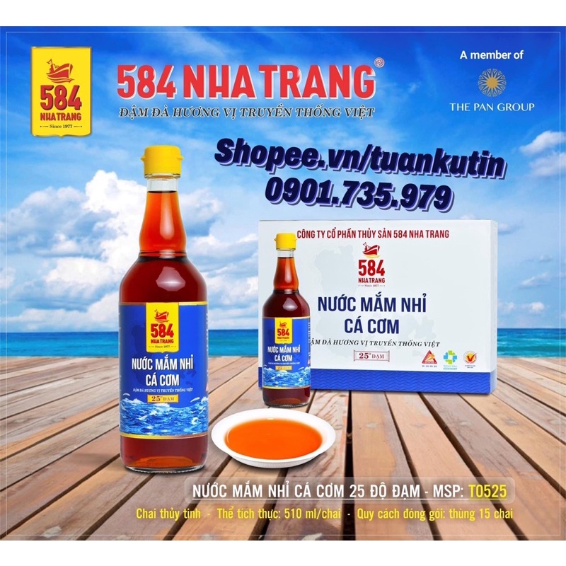 (Tìm đại lý)Nước mắm 584 Nha Trang 30-35-40 độ đạm 500ml Chuẩn vị truyền thống tặng Khẩu Trang NUT95