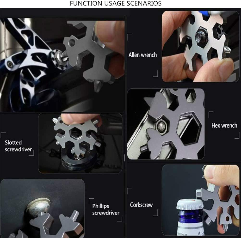 Cờ lê 18 trong 1 kiểu hoa tuyết bằng thép không gỉ nhỏ gọn đa năng