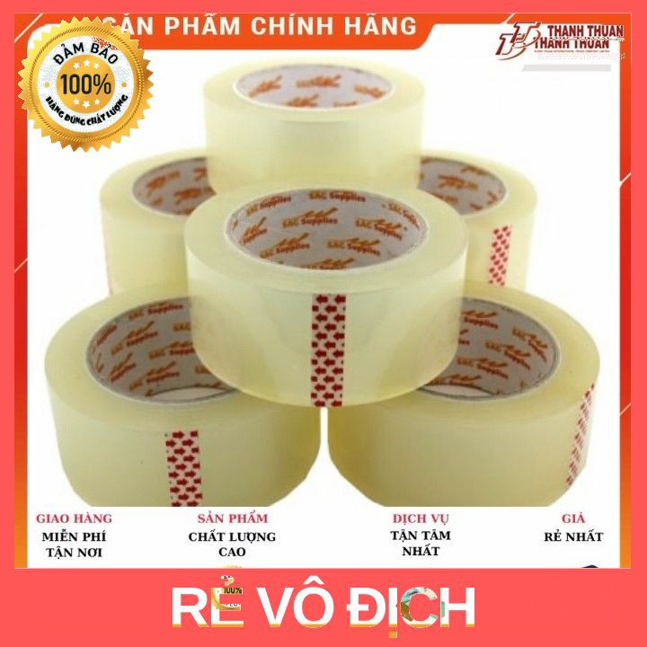 Cây băng keo trong, đục 200 yards ( 6 cuộn) siêu dính (siêu dính để dán giấy, thùng carton