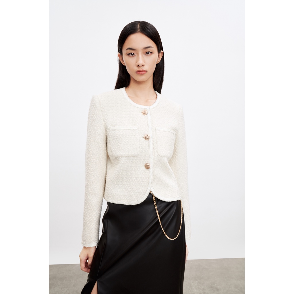T402 Áo khoác cổ tròn đính khuy xuất dư của URBAN REVIVO