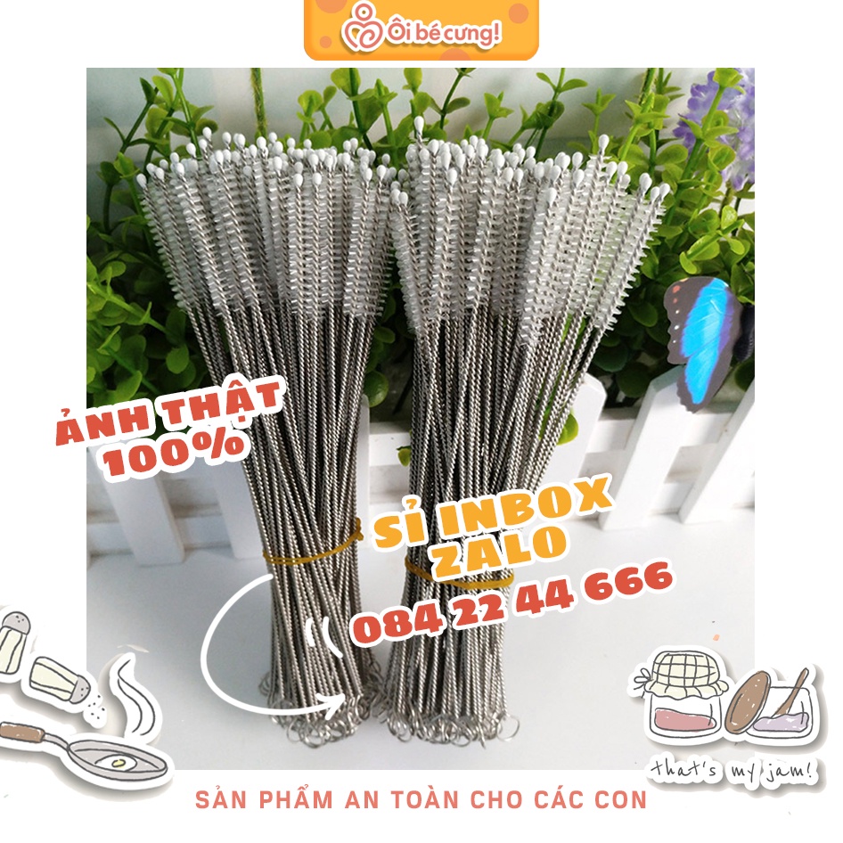 Combo 10 Que Cọ Rửa Ống Hút 17.5 cm thép không rỉ que cọ rửa vệ sinh ống hút cao cấp - OIBECUNG PK.01