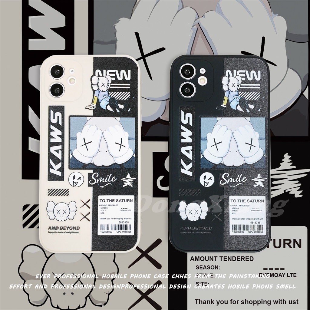 Ốp điện thoại silicon mềm hình vuông họa tiết gấu KWAS thích hợp cho iPhone 13 Pro Max 11 12 6 6s 7 8 Plus XR XS