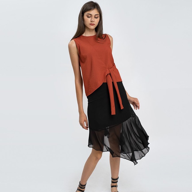 Áo Kiều Đắp Chéo Cột Nơ Hnoss Fashion Size L