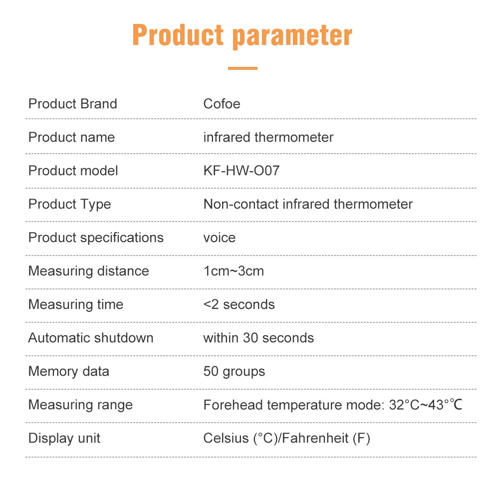 Nhiệt kế hồng ngoại COFOE không tiếp xúc độ chính xác cao dùng cho trẻ em / người lớn