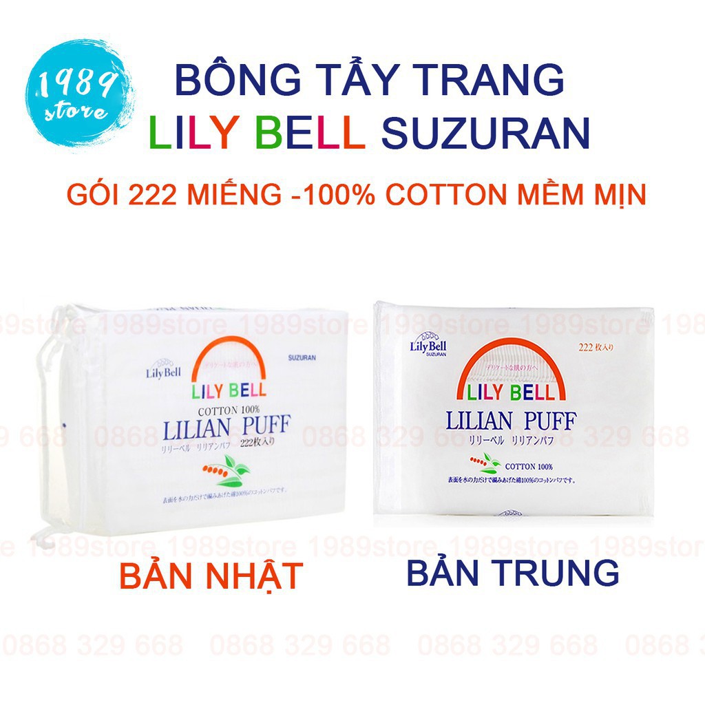 [người bán địa phương] Bông Tẩy Trang Lily Bell 100% Cotton Gói 222 Miếng