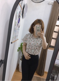 Áo sơ mi nữ cổ sen cộc tay