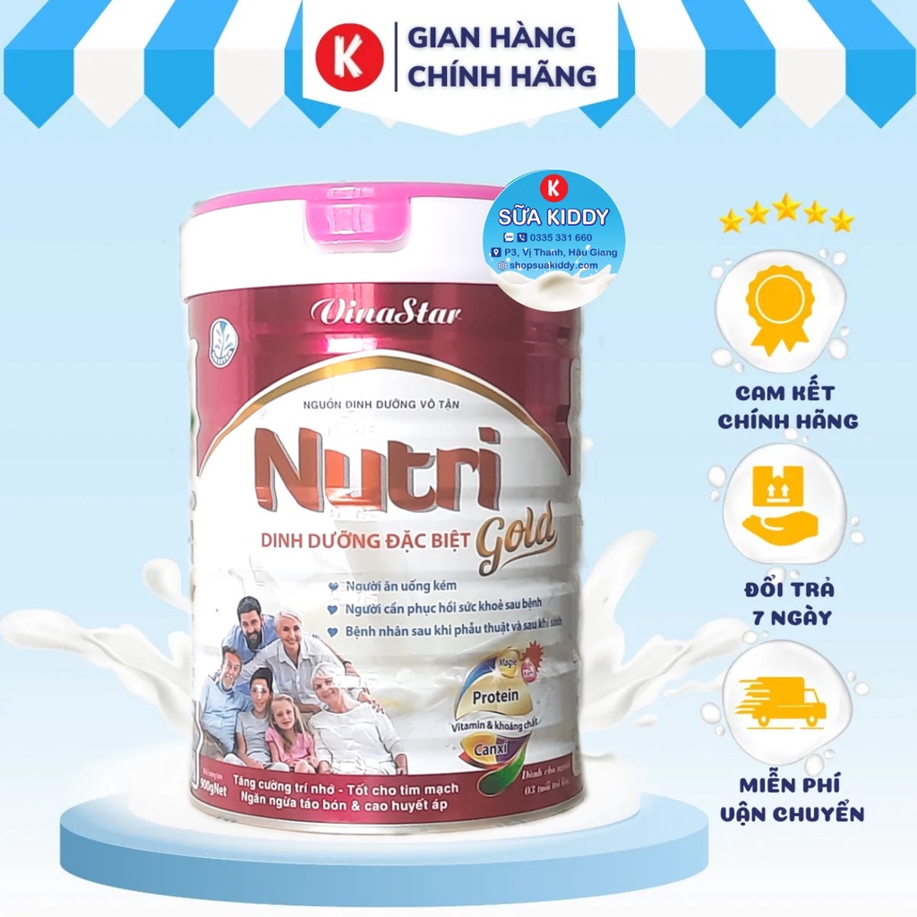 Sữa Vinastar Nutri Gold 900g dành cho người già yếu, sau phẫu thuật, người ăn uống kém