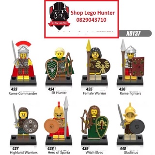 Xếp hình Minifigures mô hình lắp ráp Chiến binh cổ đại Roman Sparta Elf Hunter Võ sĩ giác đấu X 0137