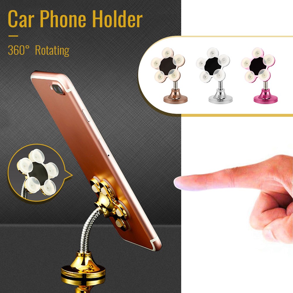 Giá đỡ điện thoại hình hoa xoay 360 độ với đế hít sử dụng tại nhà/ trong xe hơi