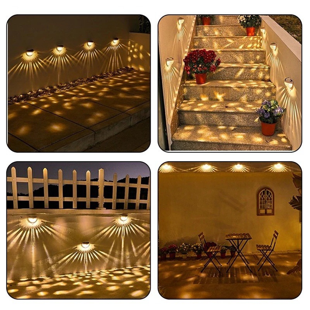 Set 2 Đèn LED Năng Lượng Mặt Trời Hình Bán Nguyệt Chống Thấm Nước Trang Trí Sân Vườn