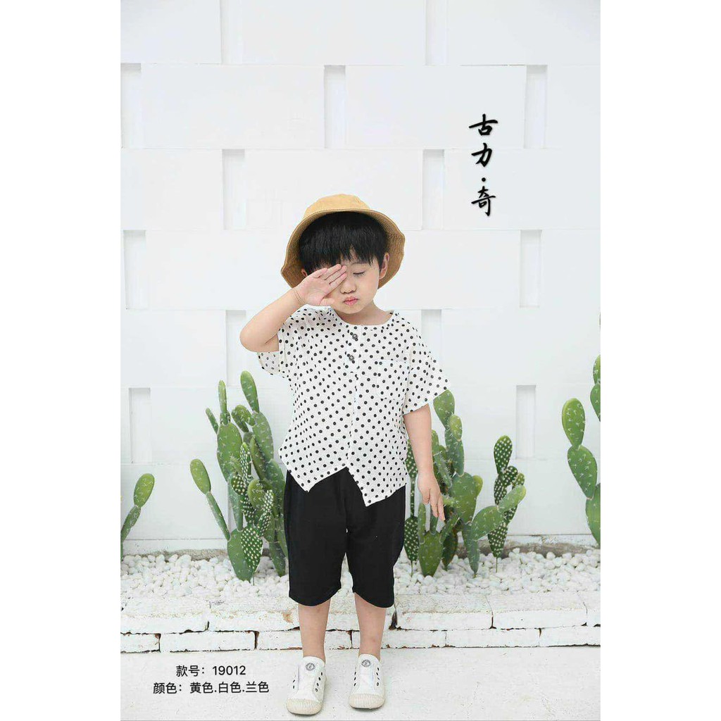 BỘ ÁO CHẤM BI QUẦN ĐEN