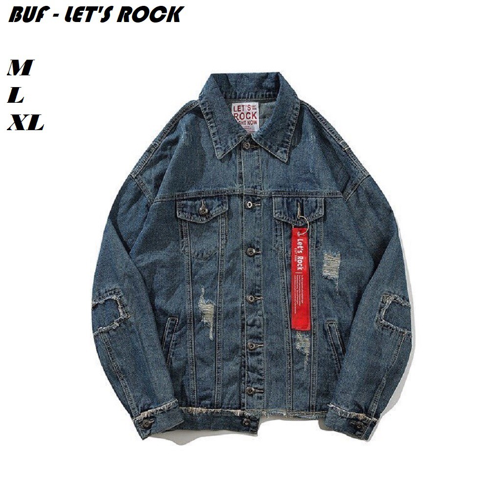 Áo khoác jean nam Buf Let's Rock  HOT TREND hè 2019 đủ 3 size M,L,XL