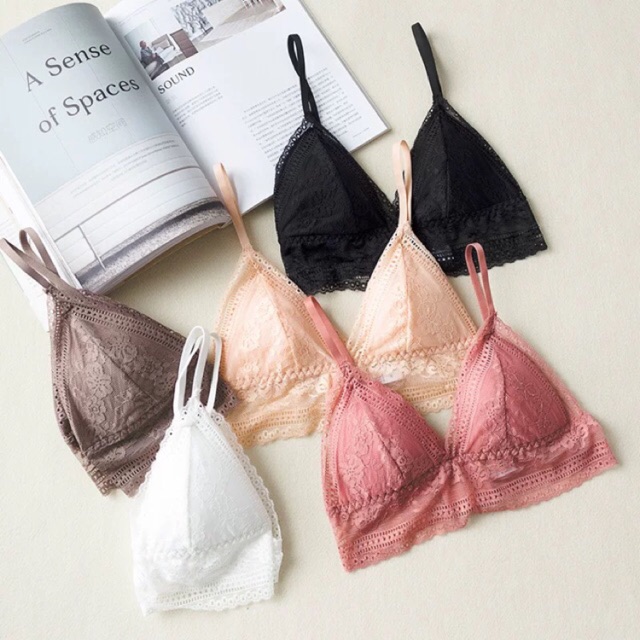 Áo lót Bralette Ren Mềm Mút Mỏng Nhẹ Liền Phong cách Châu Âu B059