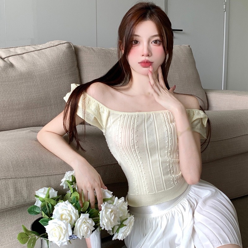 Áo Thun Dệt Kim Tay Ngắn Phong Cách Hàn Quốc Dành Cho Bé Gái