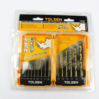 BỘ 15 CÂY KHOAN SẮT HSS M2 TOLSEN 75100