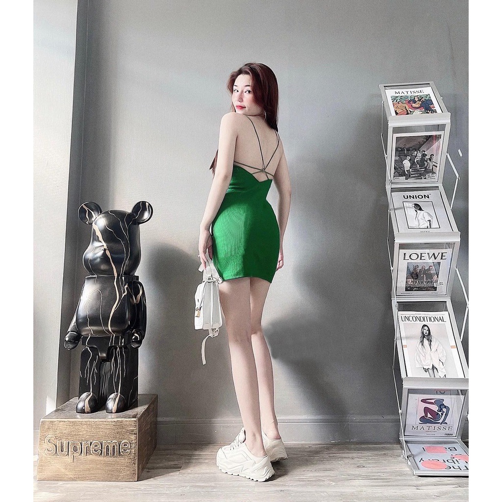 Đầm Body Hai Dây Sợi Bún Khoen Lưng Sexy