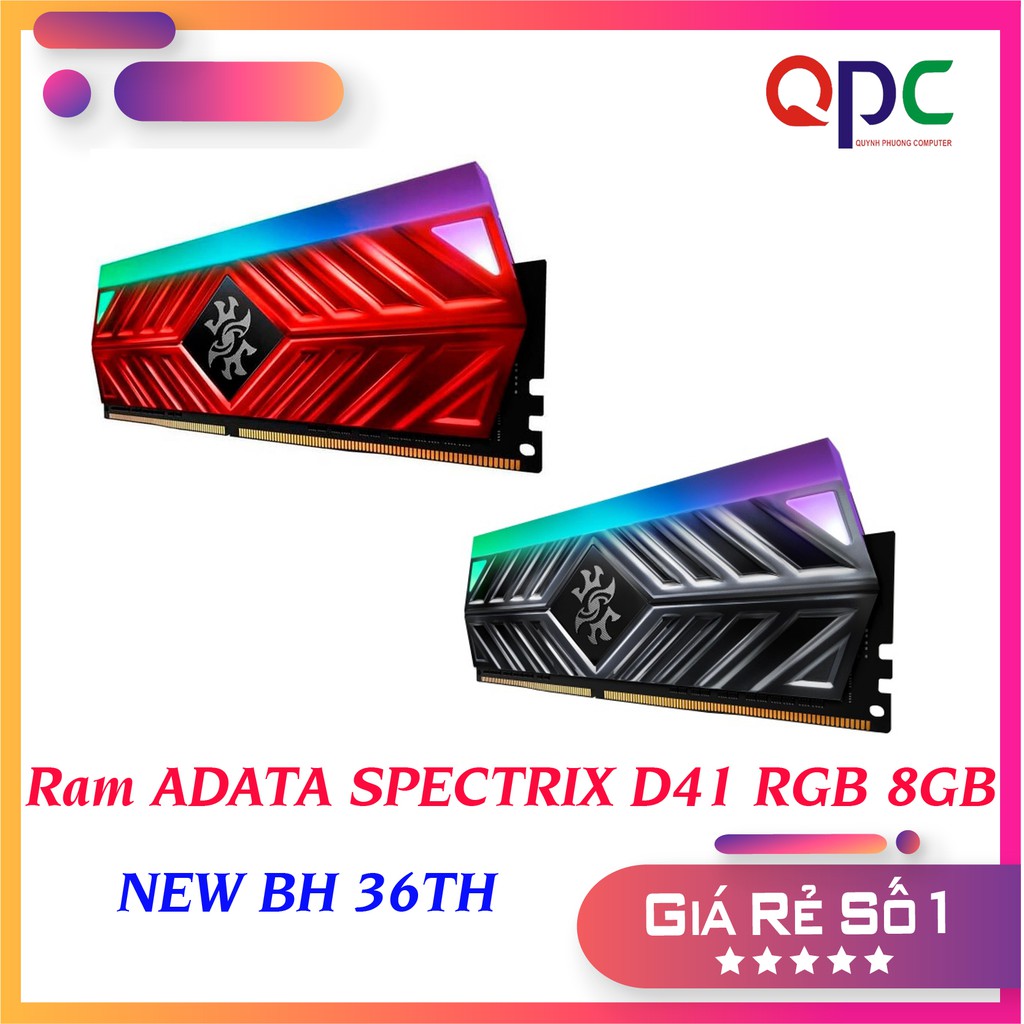 Ram ADATA SPECTRIX D41 RGB 8GB (1x8GB) DDR4 3000Mhz (Đỏ hoặc Xám)