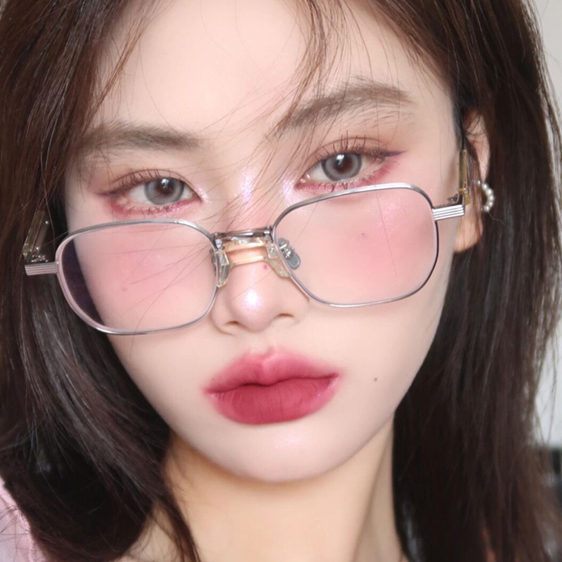 Kính Mát Gọng Vuông Kim Loại Chống Bức Xạ Phong Cách Retro Thời Trang Unisex
