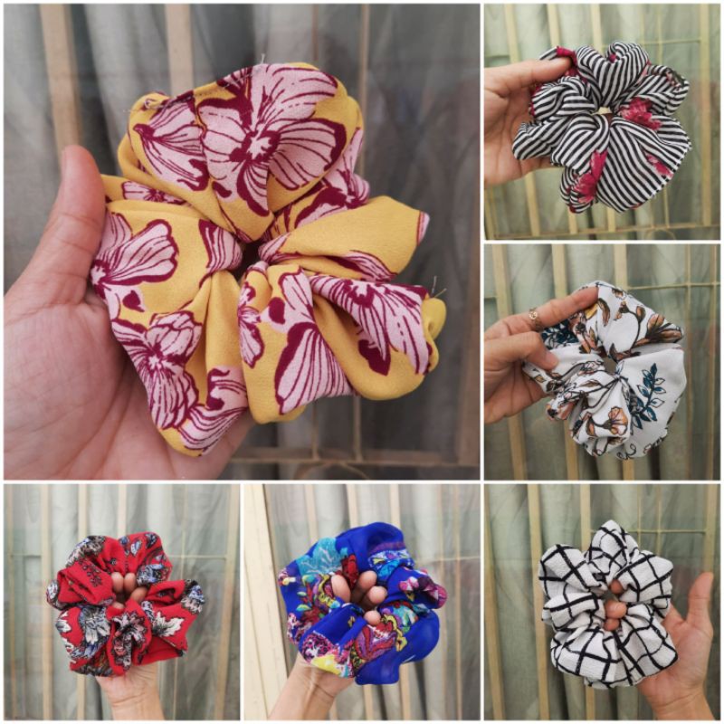 Cột tóc vải Scrunchies nhiều hoa văn được chọn màu (Ảnh thật)