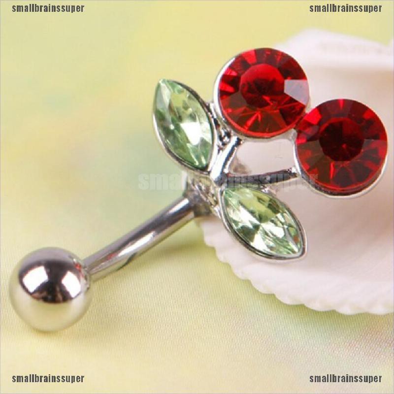 Khuyên Rốn Hình Quả Cherry Đính Đá Xinh Xắn