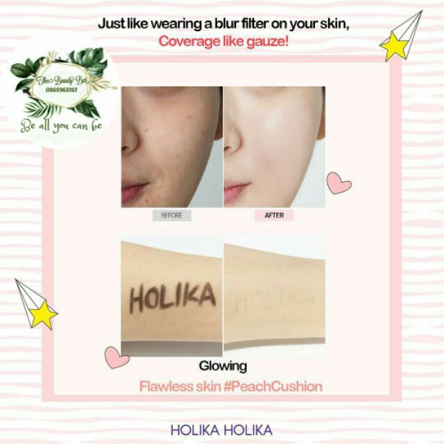 Phấn nước che phủ siêu mịn Holika Holika Holipop Blur Lasting Cushion SPF50+/PA++++ 13g Nhập khẩu chính ngạch Hàn Quốc