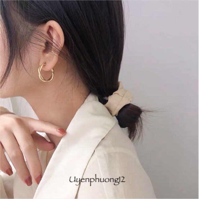 Bông tai khuyên tai tròn xoắn hợp kim đường kính 2.4cm