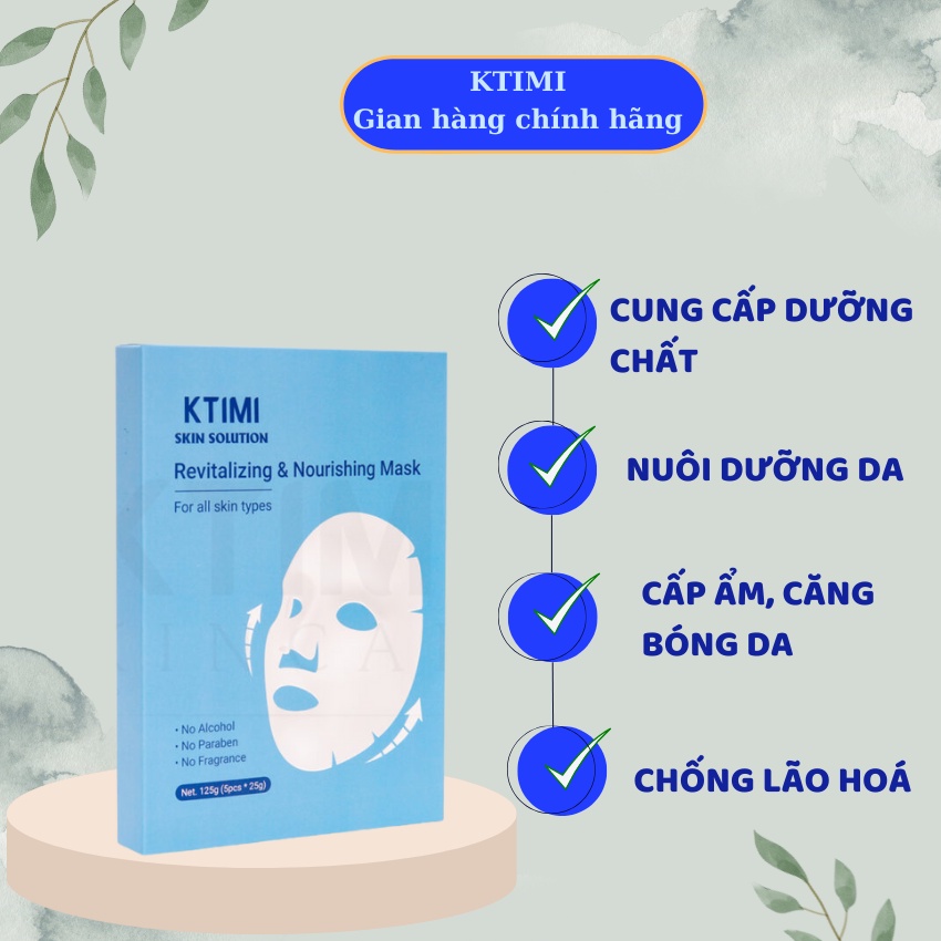 Mặt nạ KTIMI Skin Solution Revitalizing & Nourishing Mask dưỡng ẩm, sáng da, chống lão hoá 1 miếng