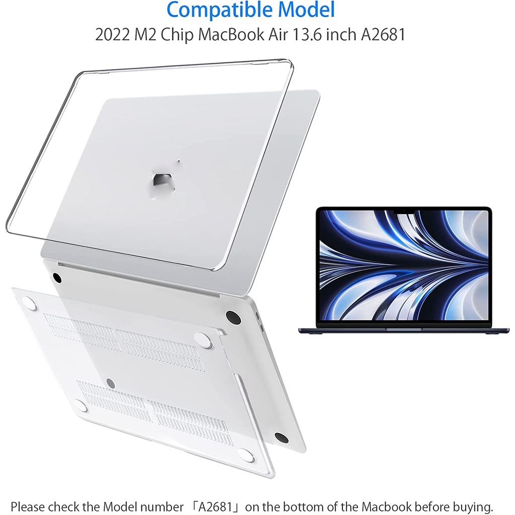 Ốp Nhựa Cứng Bảo Vệ MacBook Air M2 2022 MacBook Air 13.6 inch A2681 M2 13.6 inch A2681