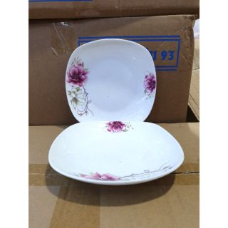 Đĩa sứ vuông hoa hồng 1 chiếc