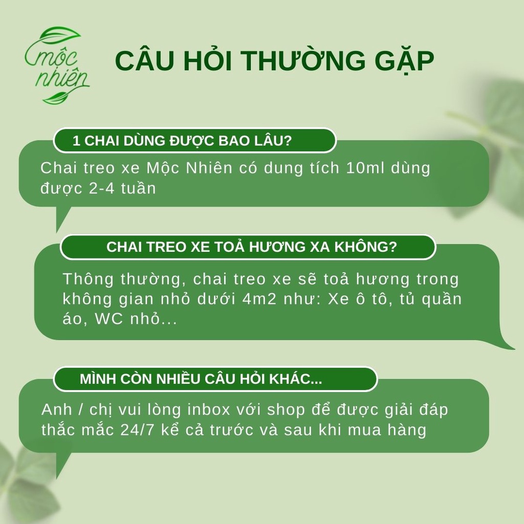Tinh dầu treo xe ô tô, xe hơi Mộc Nhiên - Tinh dầu treo phòng 100% Thiên Nhiên Tùy Chọn Mùi Hương