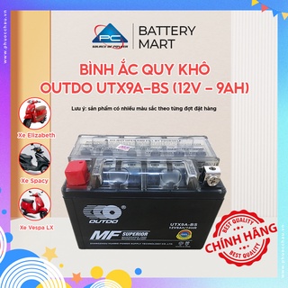 Bình ắc quy OUTDO UTX9A-BS (12V - 9AH) dùng cho Spacy, Attila Victoria, Elizabeth, Majesty, Vespa Lx 150cc,