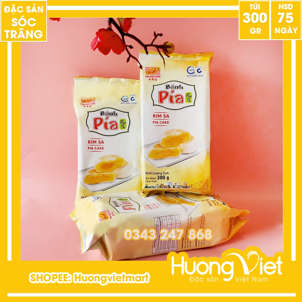 Bánh pía kim sa SIÊU TRỨNG đậu xanh trứng muối đặc biệt 300gr, bánh pía Tân Huê Viên Sóc Trăng