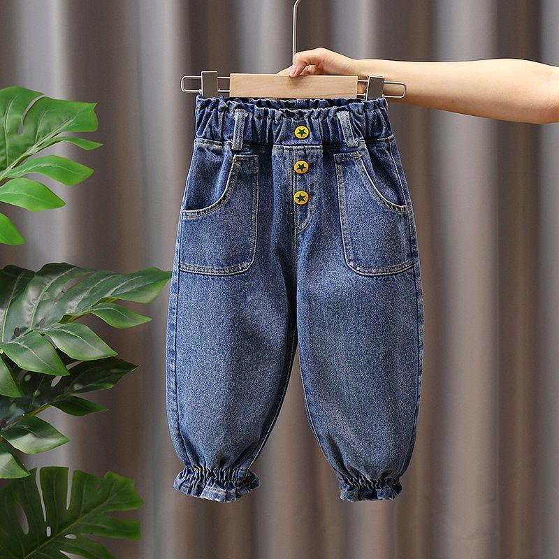 Quần jean dài ống rộng phong cách Hàn Quốc thời trang năng động cho bé