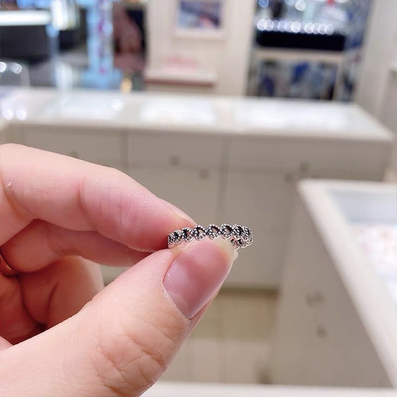Nhẫn Mạ Bạc 925 Mặt Trái Tim Pandora