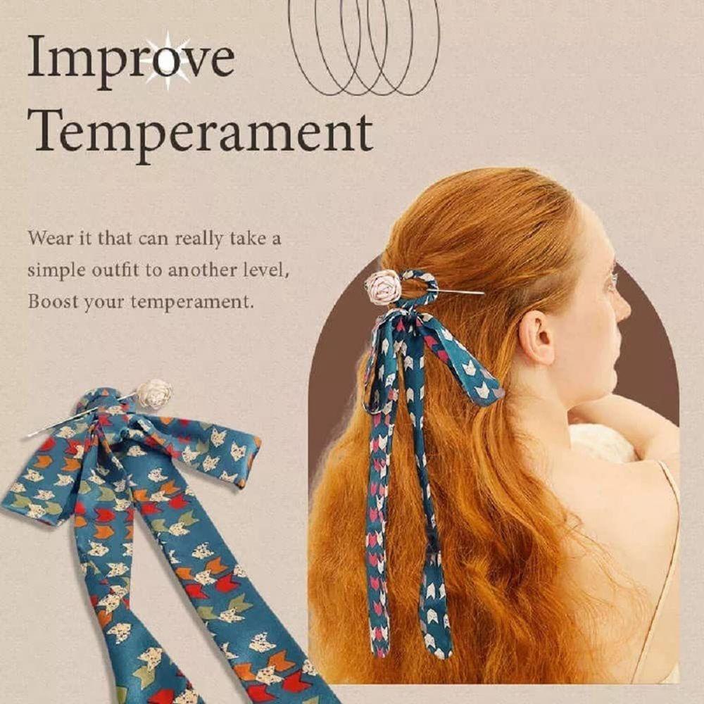 Kẹp Tóc Đuôi Ngựa Bằng Lụa Phong Cách Vintage Hợp Thời Trang Giá Đỡ