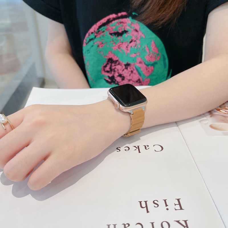 Dây Đeo Đồng Hồ Bằng Silicone Có Nam Châm Cho apple watch 44mm 40mm 41mm 45mm iWatch series 7 6 SE 5 4 3 correa 42mm 38mm