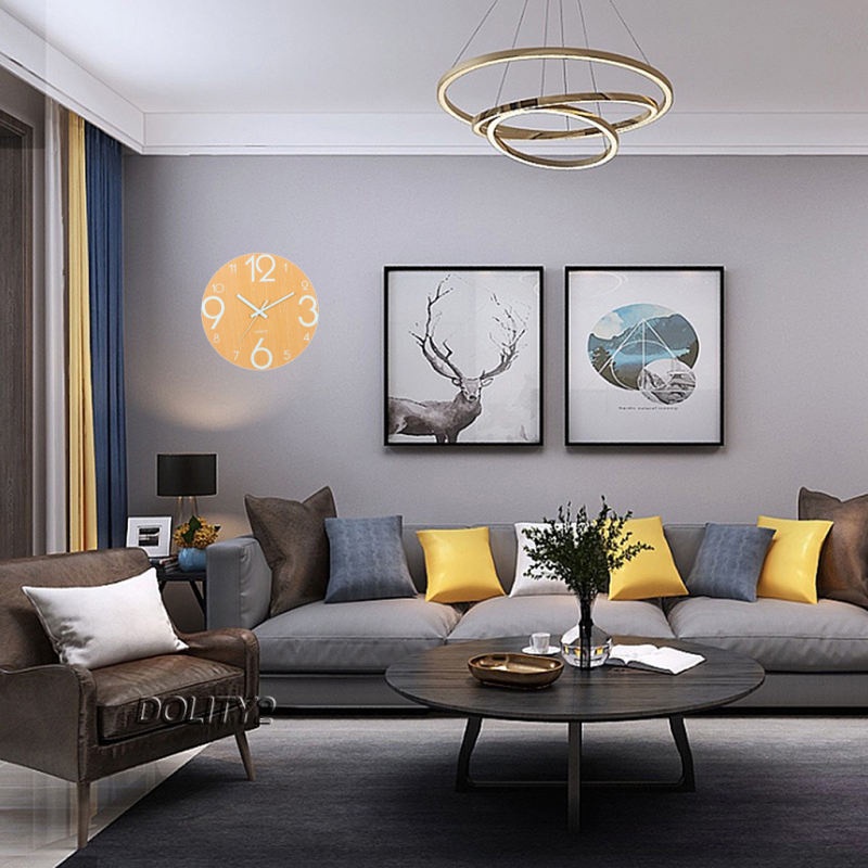 [Dolity2] Đồng Hồ Treo Tường Dạ Quang - 12 &quot;Bằng Gỗ Không Ồn Với Đèn Ngủ - Đồng Hồ Lớn Trang Trí Nhà Bếp Văn Phòng Phòng Ngủ