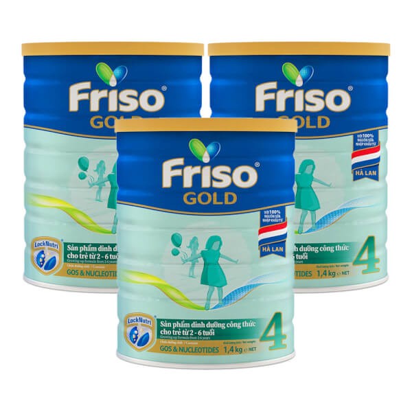 Combo 3 lon Sữa Bột Friso Gold 4 1400g/Lon (Dành Cho Trẻ Từ 2 - 6 Tuổi)