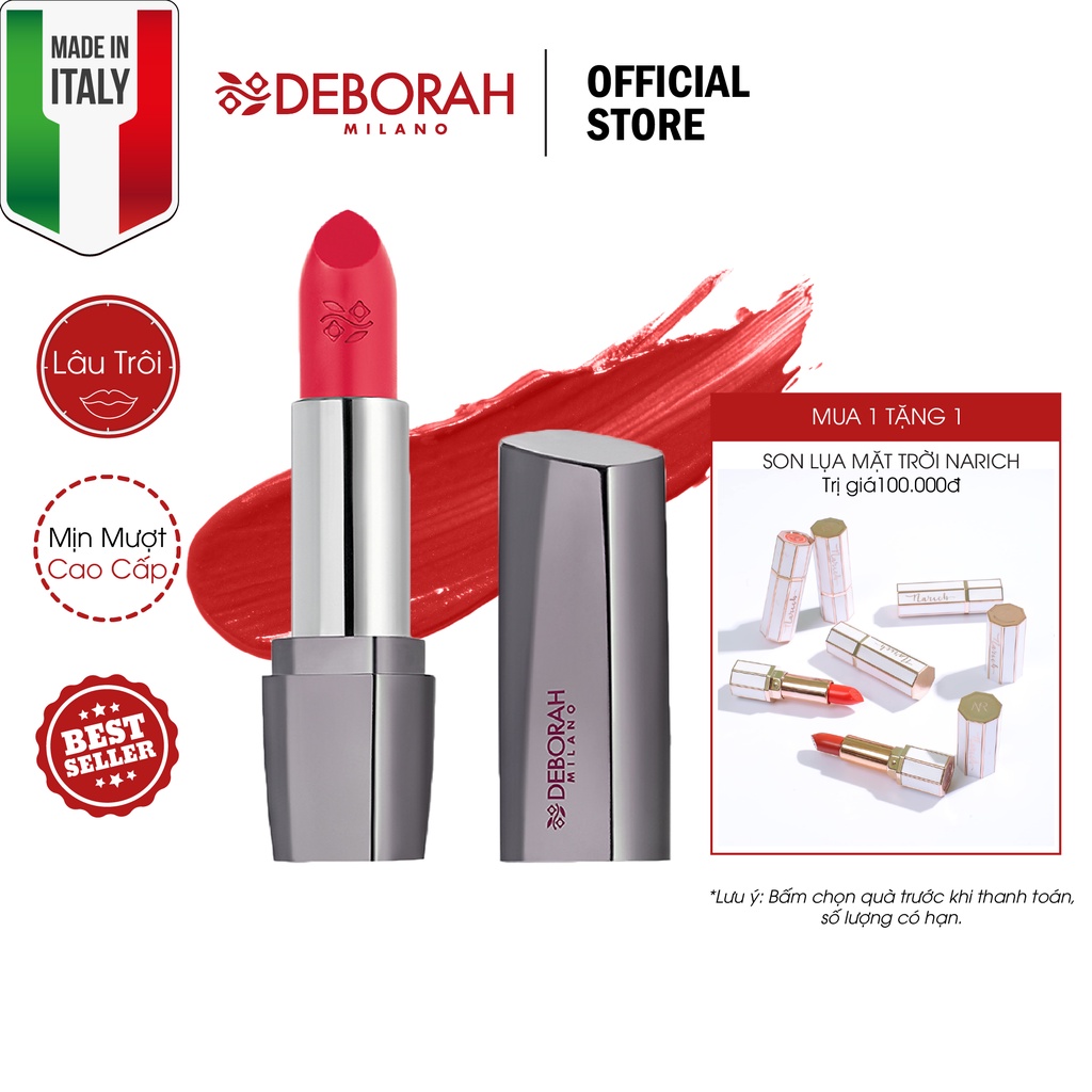 Son Thỏi Dưỡng Ẩm Lâu Trôi Deborah Milano Red Long Lasting - Chính Hãng Ginabeauty PP