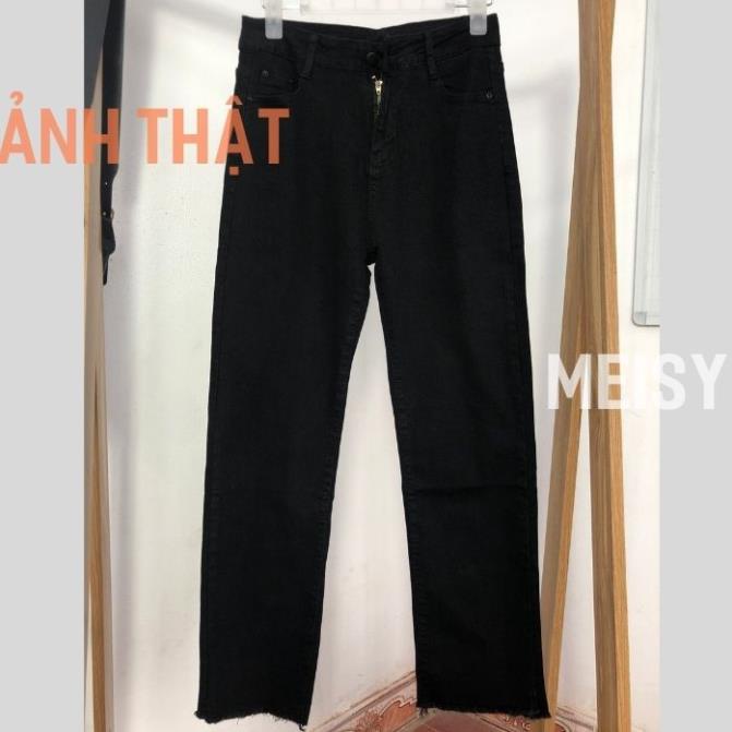 Quần jean bò ống đứng suông co giãn màu đen phong cách Ulazzang Meisy . ..