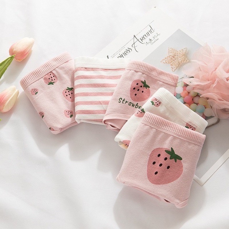 Quần Lót Cotton Co Dãn 4 Chiều Dâu Cute 40-80kg