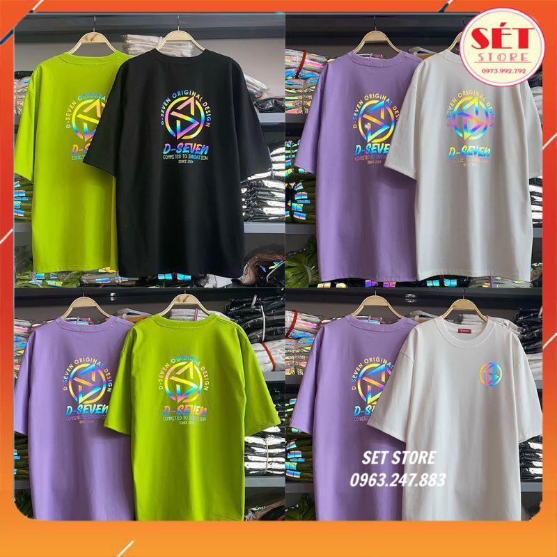 Áo thun nam nữ ,form rộng in logo D-SeVen phản quang,4 màu Tím,Xanh,Đen,Trắng - 65kg đổ về - Setstore AT26