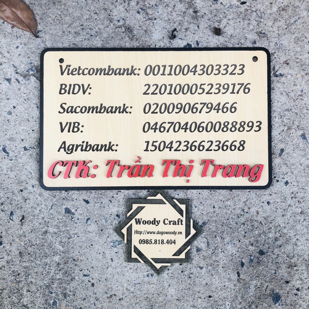 Bảng Gỗ Ghi Tên Số Tài Khoản