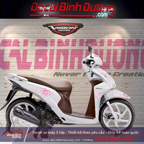 Decal Xe Vision Trắng Hồng 🍀 FREESHIP 🍀 Cực Dễ thương