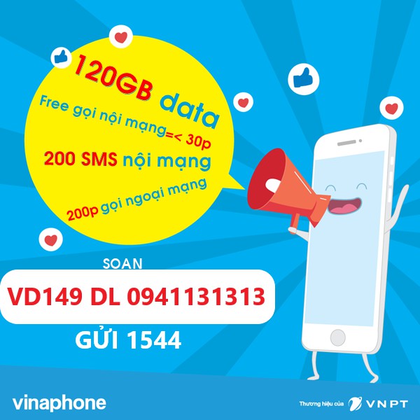 Sim 4g vinaphone VD149 12 tháng sử dụng