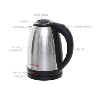 Ấm siêu tốc Inox 1.8L HAPPY TIME HTD1081